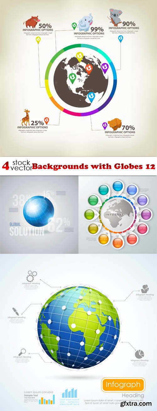 Vectors - Backgrounds with Globes 12