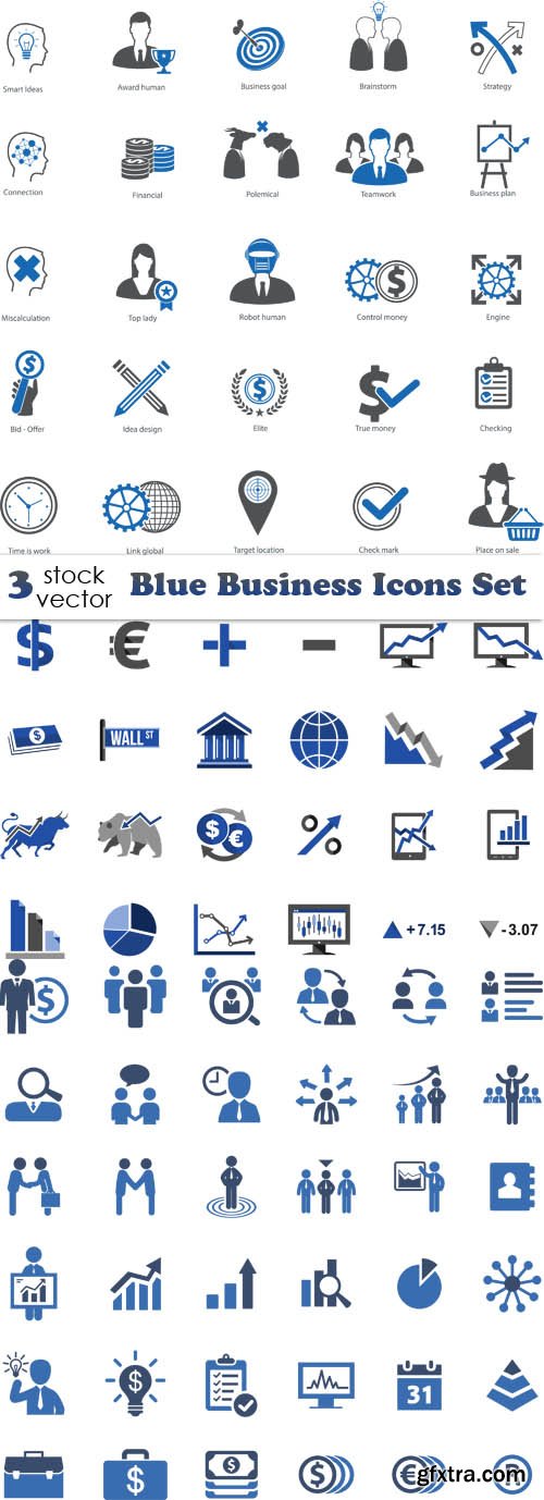Vectors - Blue Business Icons Set