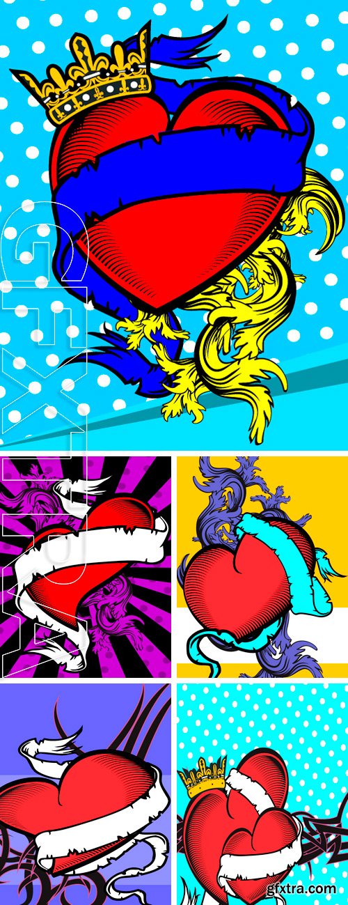 Stock Vectors - Heart ribbon tattoo background in vector format very easy to edit