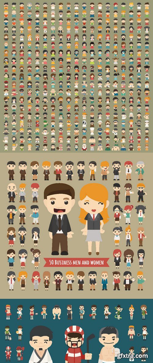 Stock Vectors - Mega set of different occupations and hobbies of people, 39xEPS