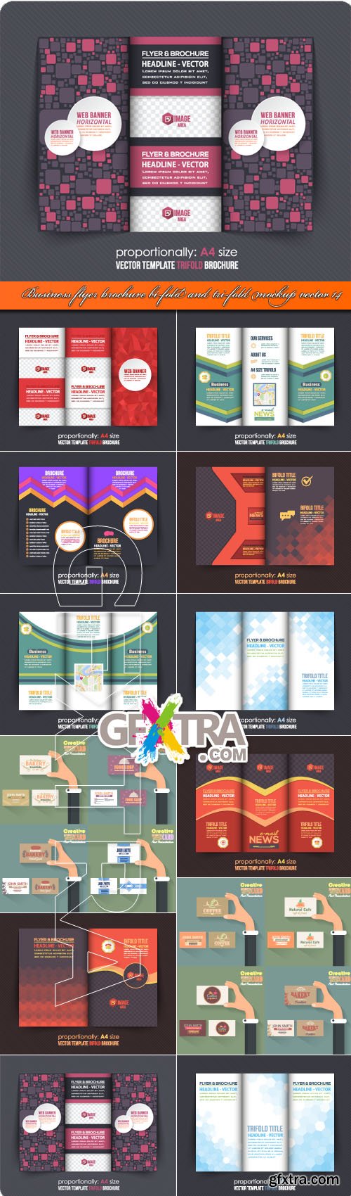 Business flyer brochure bi-fold and tri-fold mockup vector 14