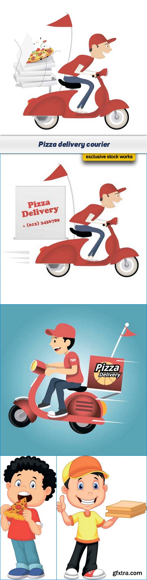 Pizza delivery courier 5x EPS