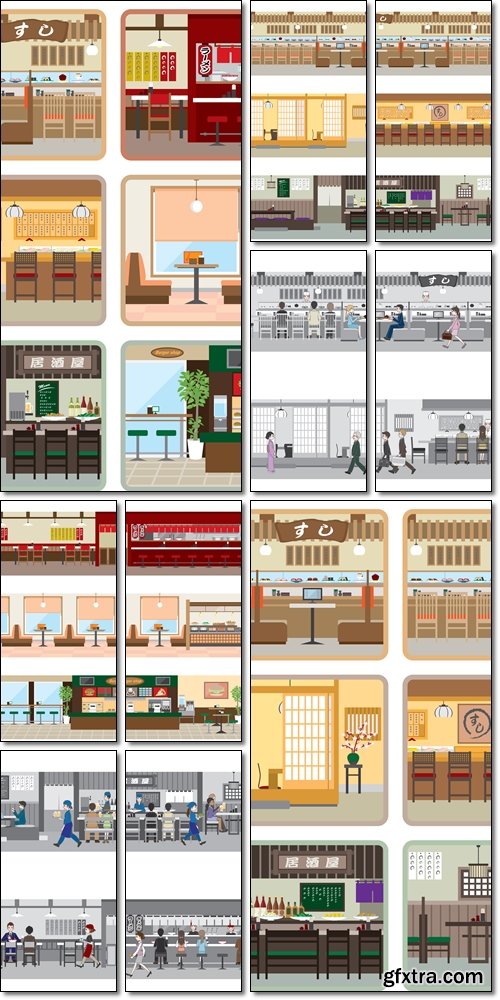 The interior of buildings, apartments , different style - Vector