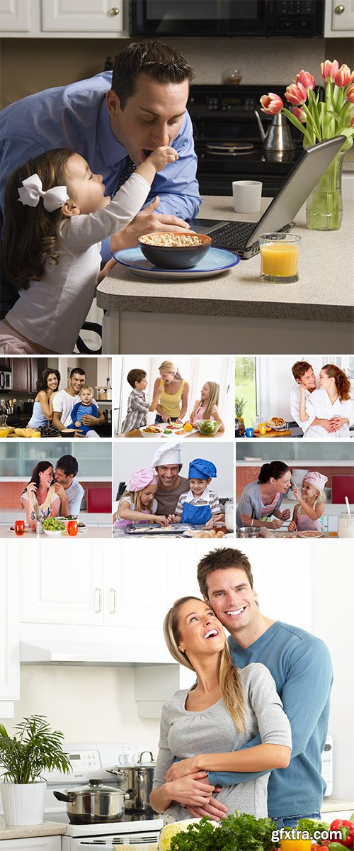 Stock Photo: Family in the kitchen