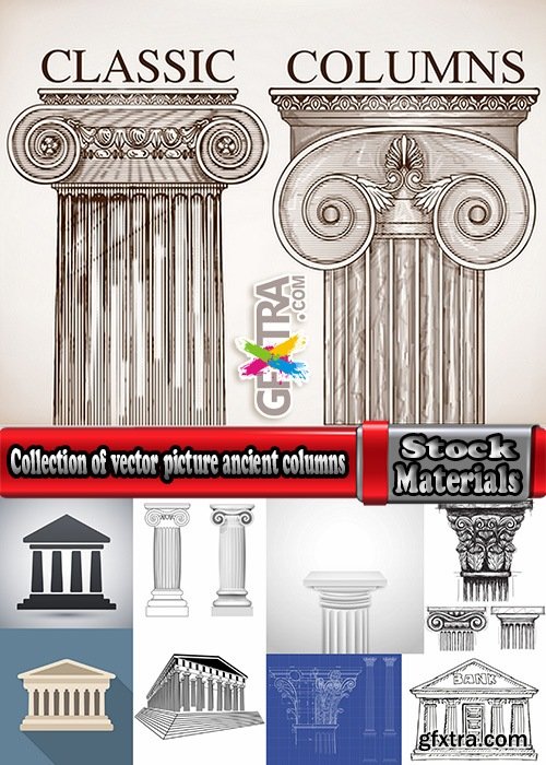 Collection of vector picture ancient columns roman column ancient architecture 25 Eps