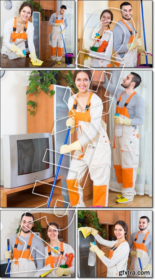 Portrait of professional cleaners - Stock photo
