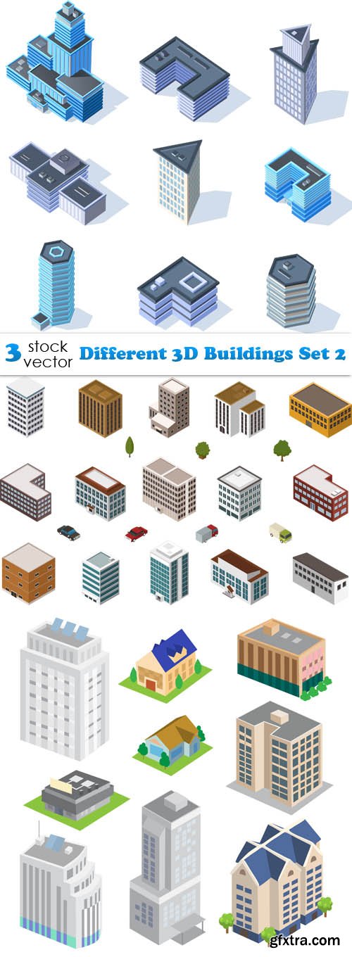 Vectors - Different 3D Buildings Set 2