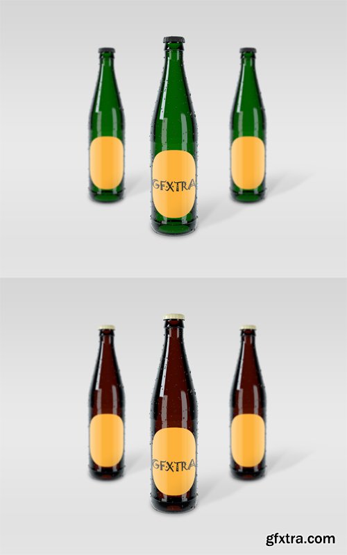2 Beer Bottle Mockup Templates