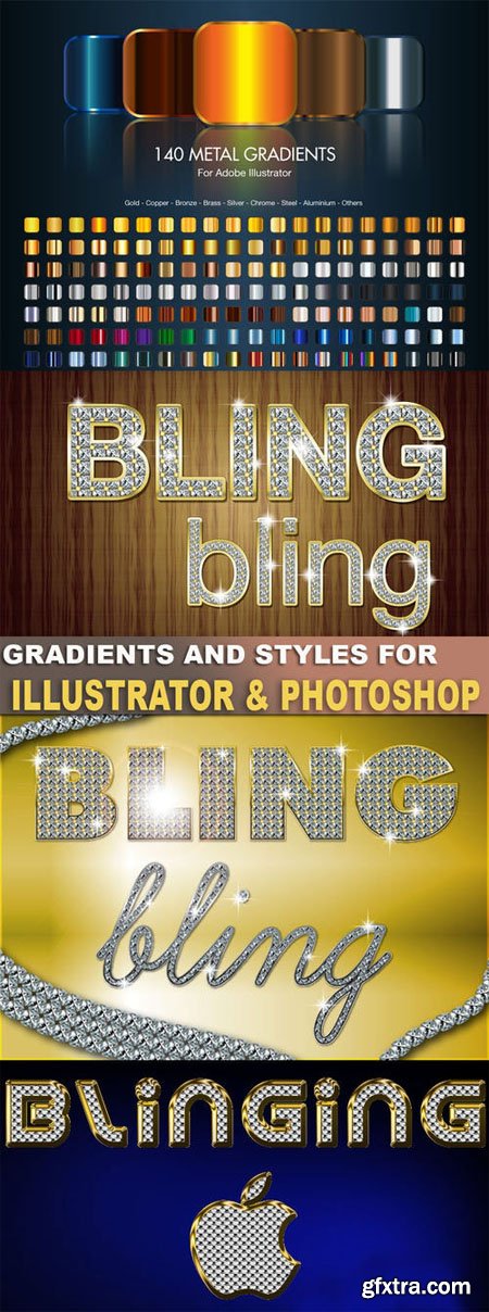 Metal and Diamond Styles and Gradients for Photoshop & Illustrator