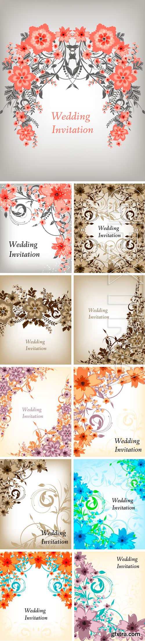 Stock Vectors - Wedding invitation card. Flowers abstract colorful background