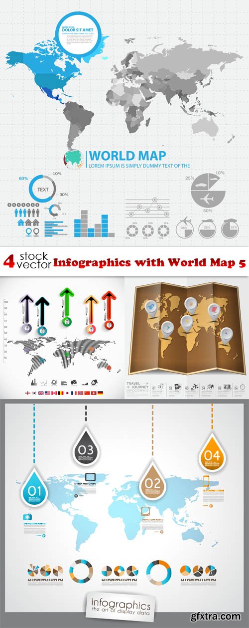 Vectors - Infographics with World Map 5