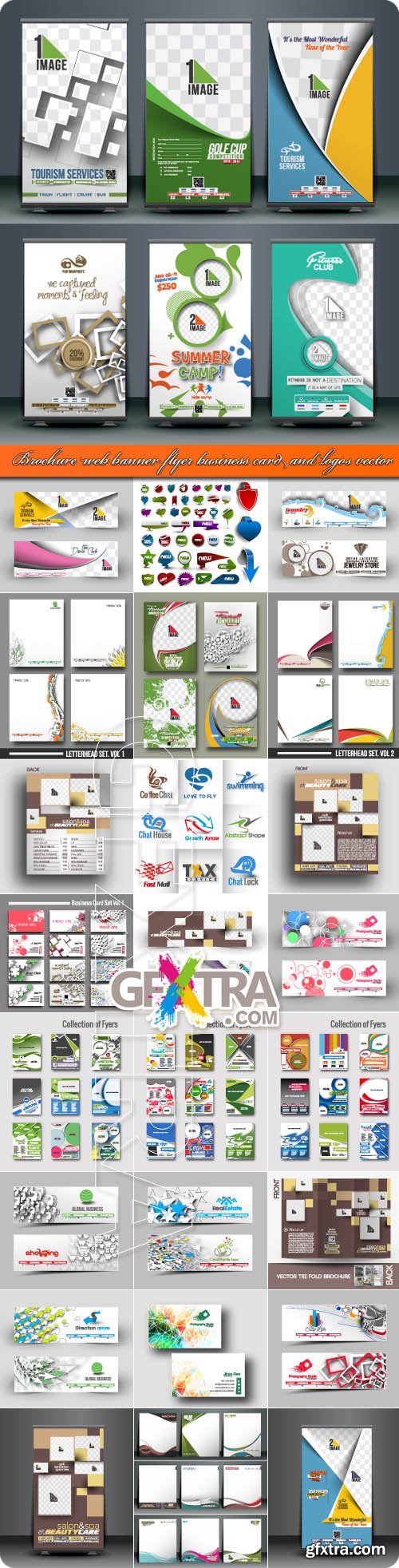 Brochure web banner flyer business card and logos vector