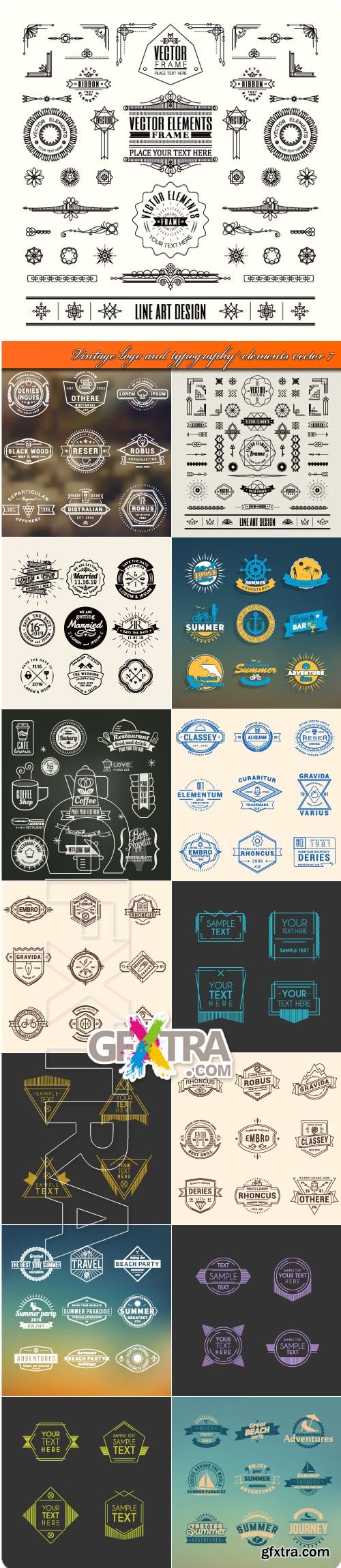 Vintage logo and typography elements vector 7