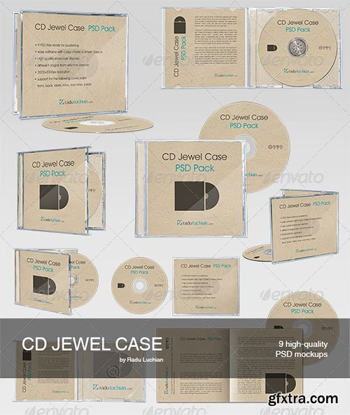 GraphicRiver - 9 CD Jewel Case Mock-ups