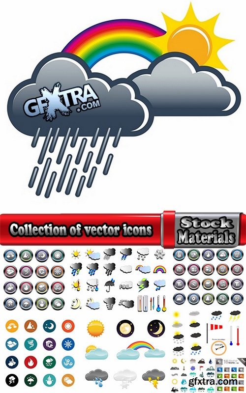 Collection of vector icons picture weather wind rain sun fog humidity 25 Eps