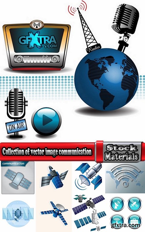 Collection of vector image communication satellite telemetry high-tech technology 25 Eps
