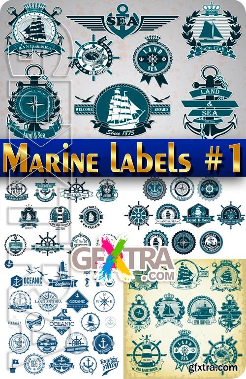 Marine emblem #1 - Stock Vector