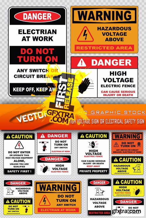 Stock Vector - High voltage sign or electrical safety sign