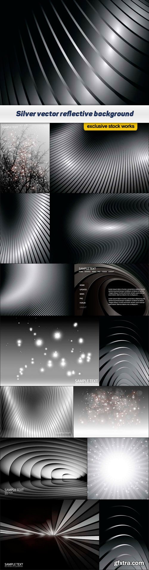 Silver vector reflective background surface 15x EPS
