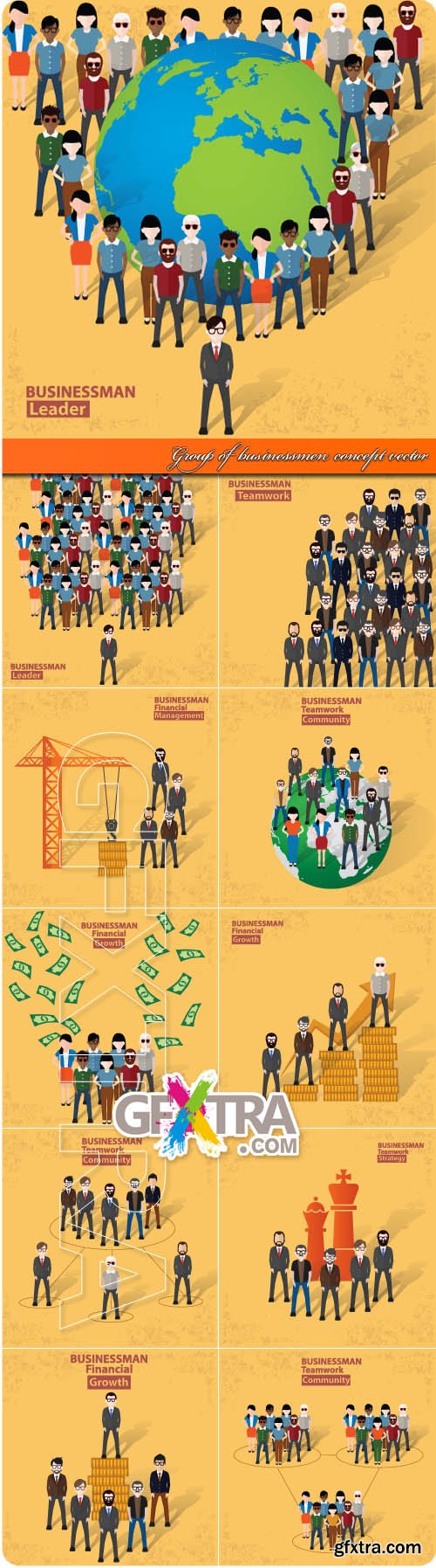 Group of businessmen concept vector
