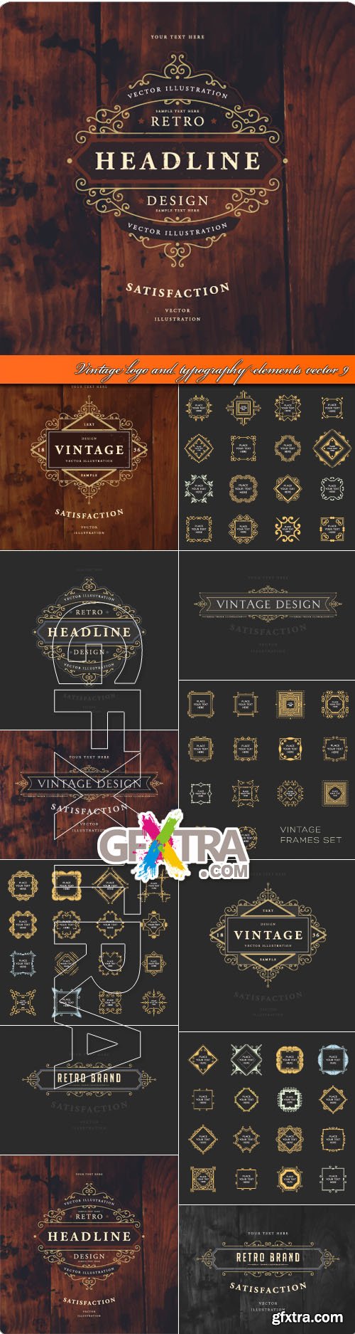 Vintage logo and typography elements vector 9