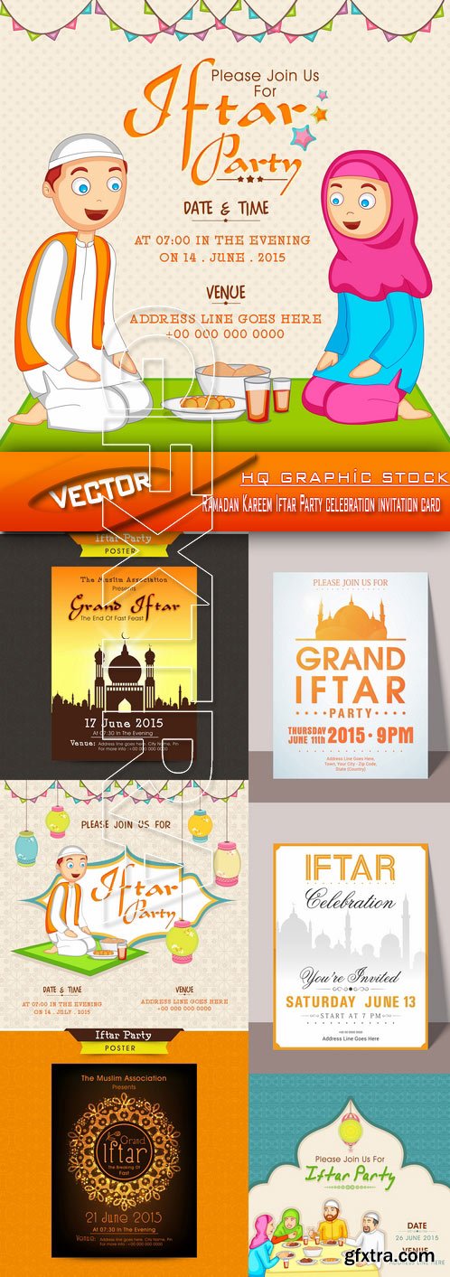 Stock Vector - Ramadan Kareem Iftar Party celebration invitation card