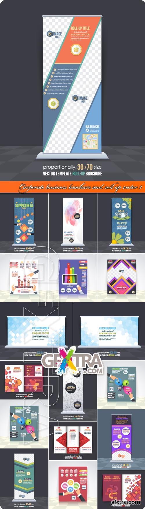 Corporate business brochure and roll up vector 2