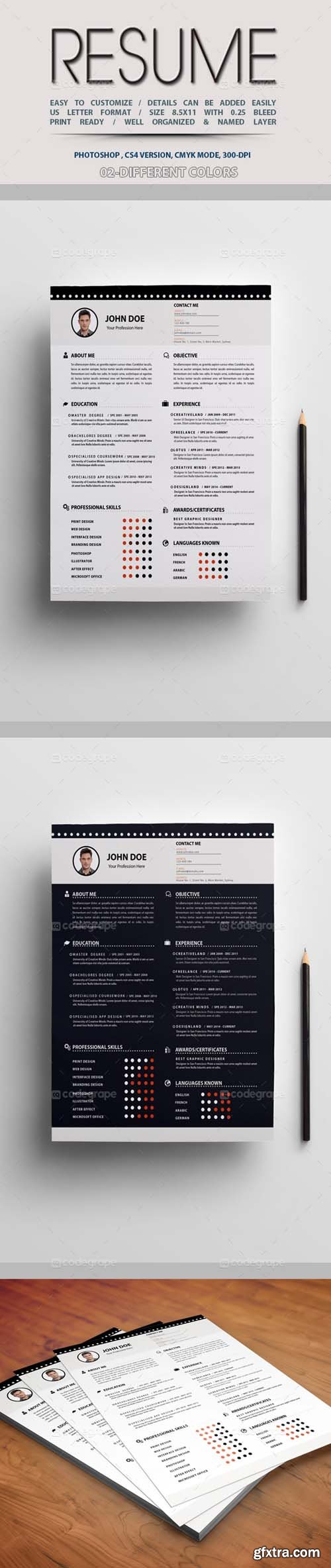 Resume Template 2 Colors 5236
