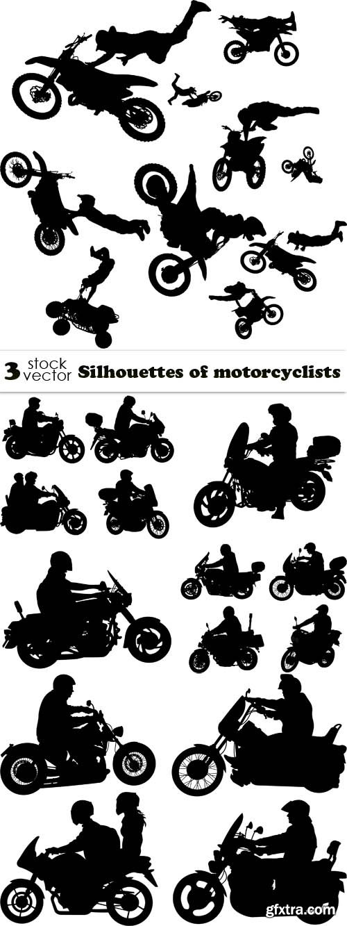 Vectors - Silhouettes of motorcyclists