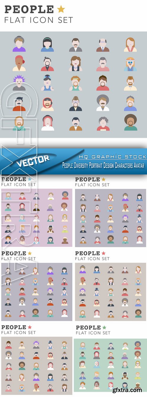 Stock Vector - People Diversity Portrait Design Characters Avatar