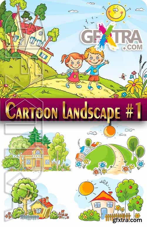 Cartoon Landscape #1, 5xEPS