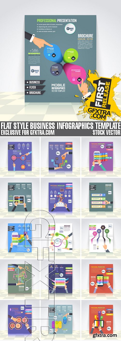 Stock Vectors - Flat Style Business Infographics Template, Vector Design Flyer, 37xEPS