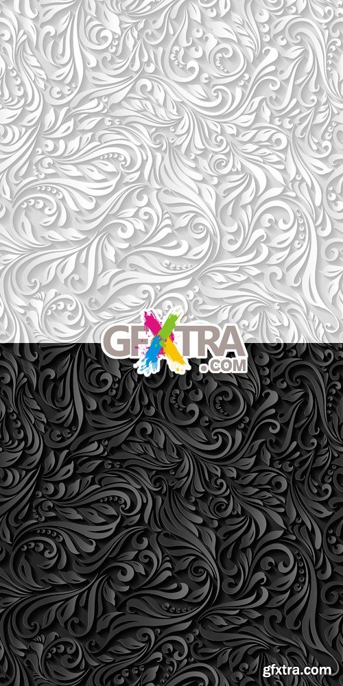 Black & White Floral Backgrounds Vector
