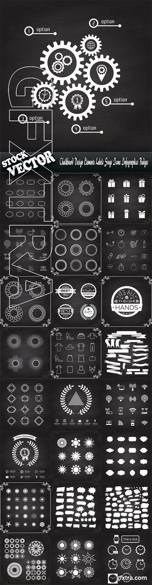 Stock Vector - Chalkboard Design Elements Labels Sings Icons Infographics Badges