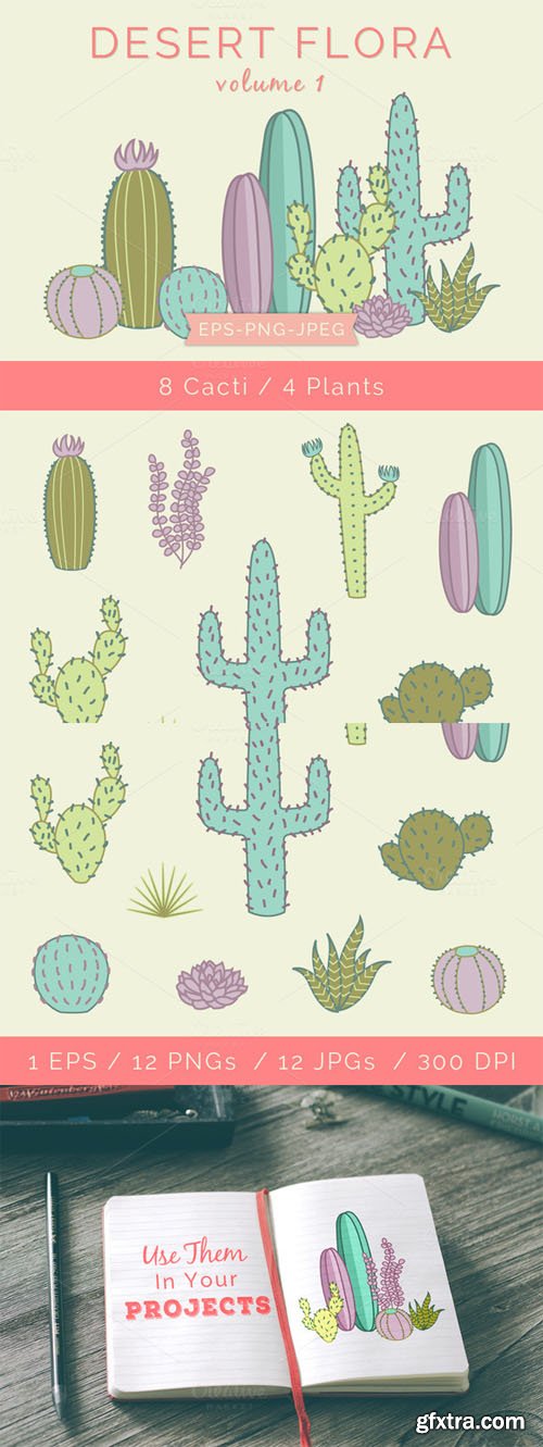 Cactus Plants Vector Clip Art
