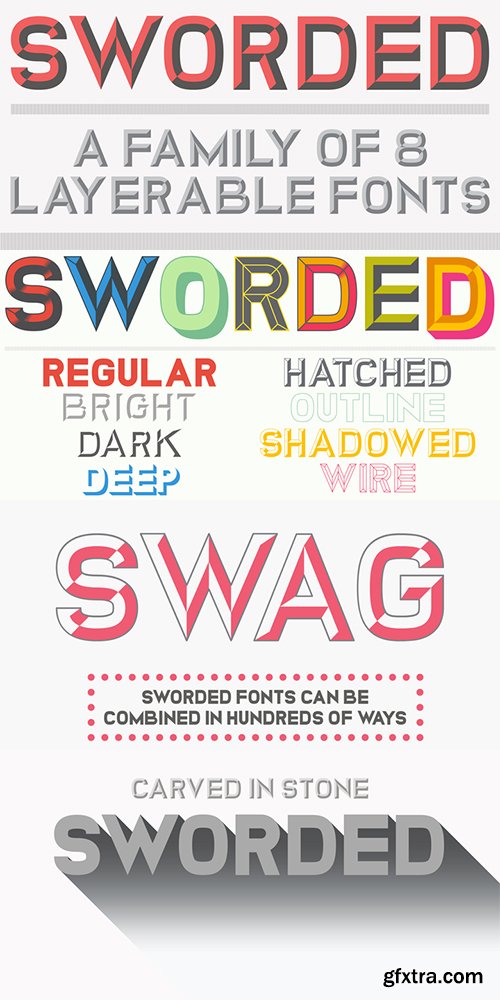 Sworded Font Family - 8 Fonts $280