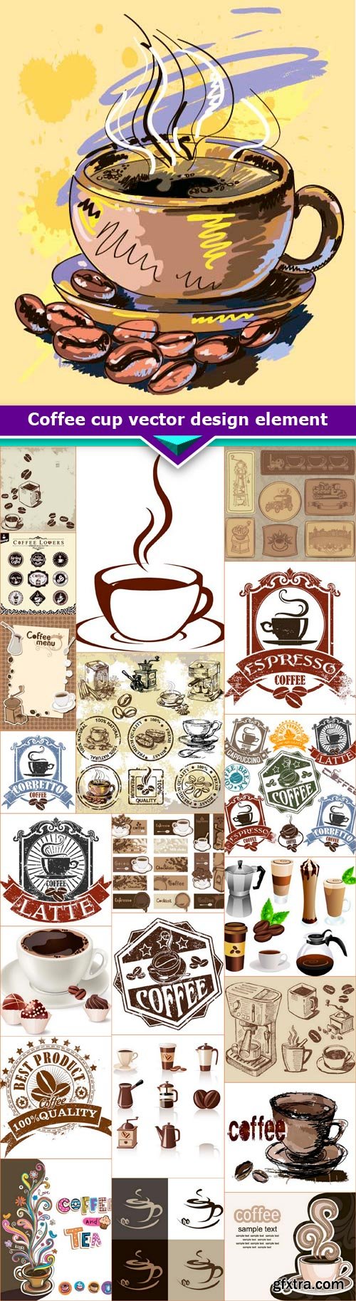 Coffee cup vector design element 22x EPS