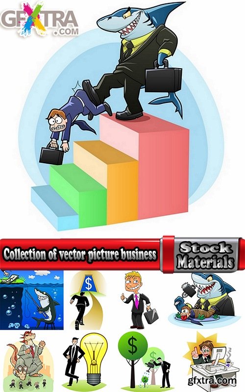 Collection of vector picture business concept cartoon businessman Chief Money 25 Eps