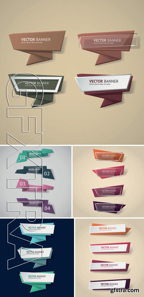 Stock Vectors - Vector Infographic Origami Banners Set