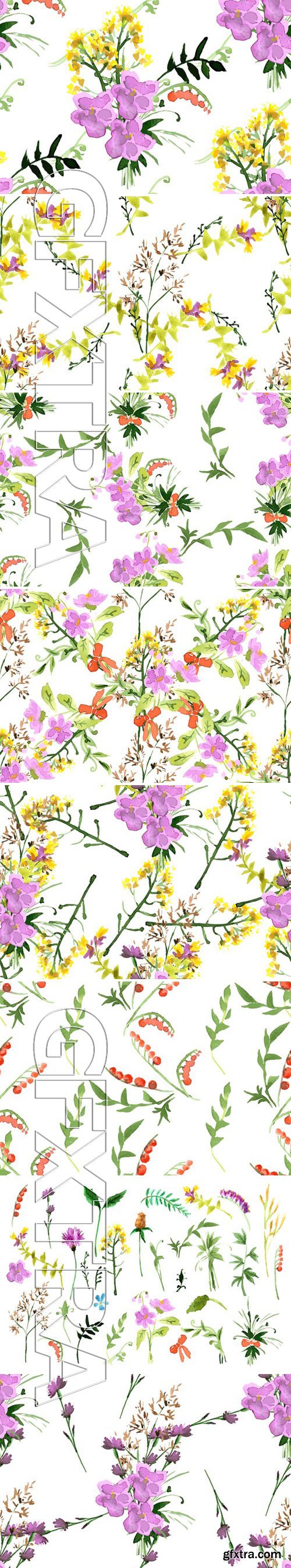 Stock Vectors - Wild Flowers Seamless Pattern On White Background Vector