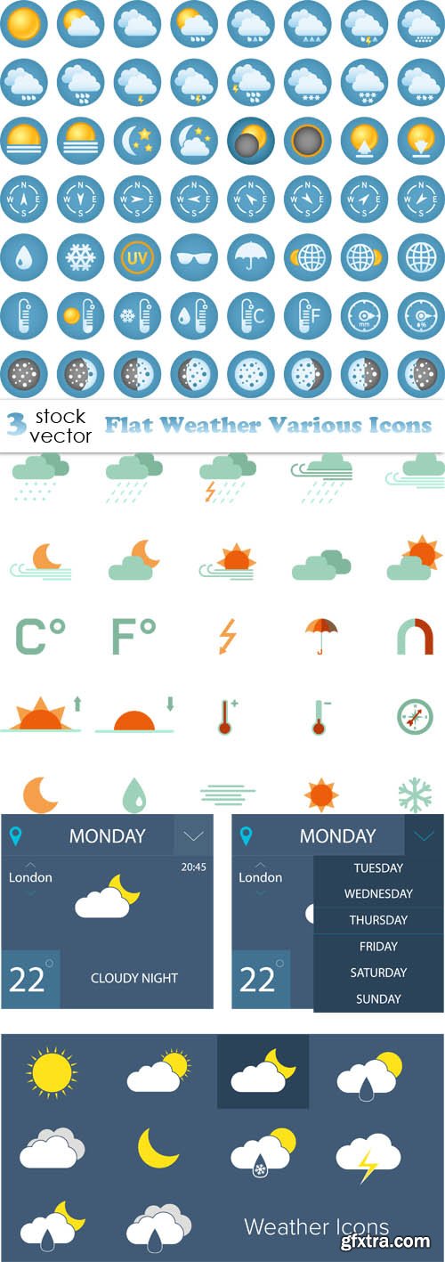 Vectors - Flat Weather Various Icons