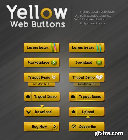 Yellow Web Buttons (12 Buttons) (Re-UP)