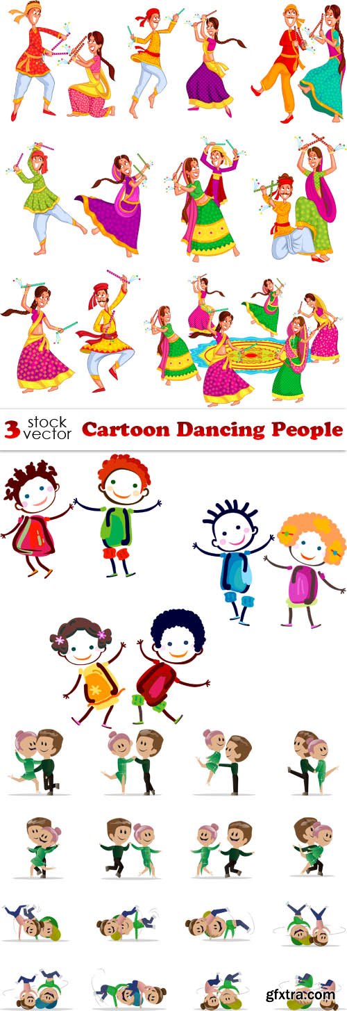 Vectors - Cartoon Dancing People