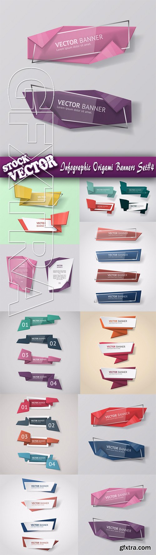 Stock Vector - Infographic Origami Banners Set#4