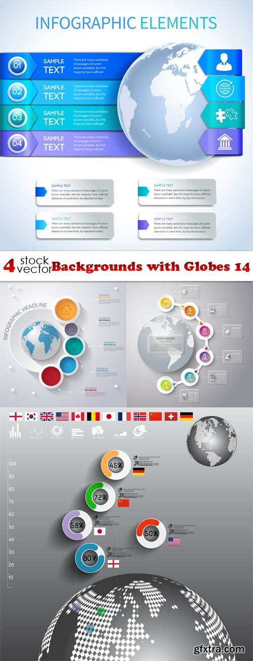 Vectors - Backgrounds with Globes 14