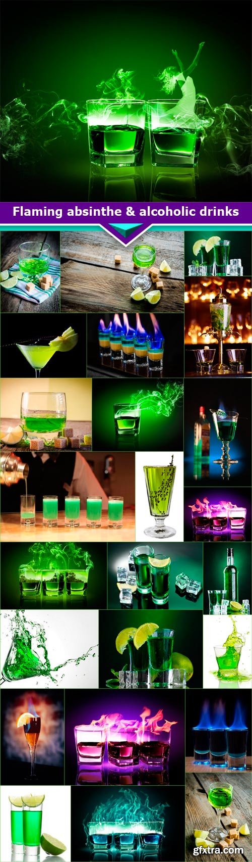 Flaming absinthe & alcoholic drinks 25x JPEG
