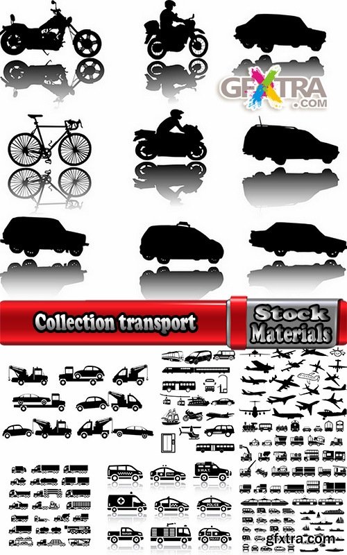 Collection vector silhouette picture grunge helicopter transport plane passenger car 25 Eps