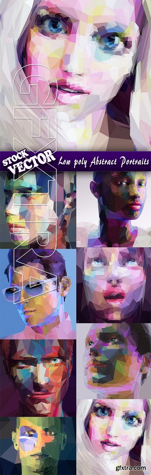 Stock Vector - Low poly Abstract Portraits