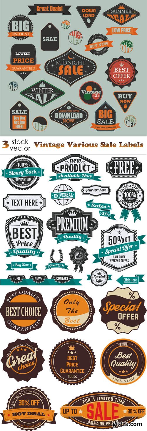 Vectors - Vintage Various Sale Labels