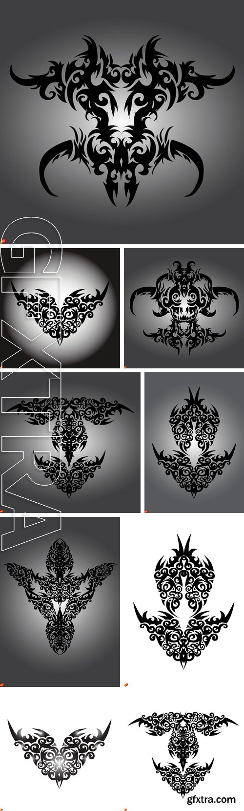 Stock Vectors - Asian tattoo graphics on a white background
